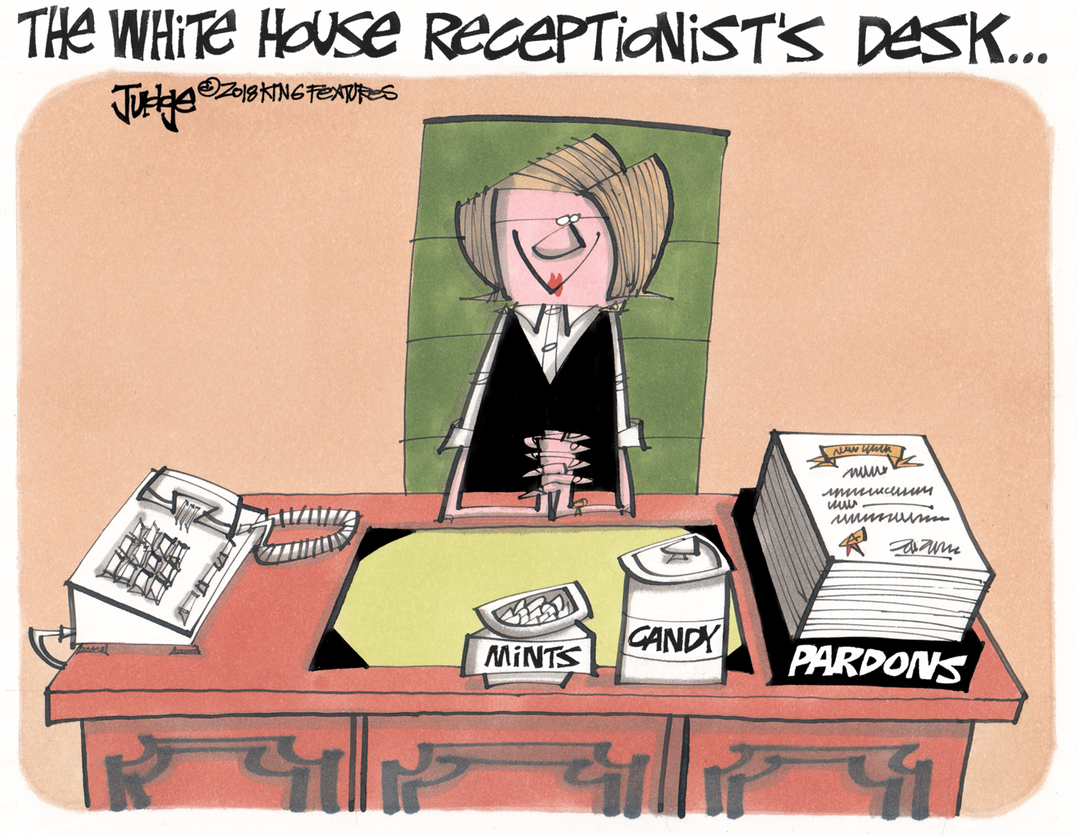 Fiction OCR: THe WHITE HOUse RecePTiONiST'S DESK... Zo18 KINGTEXWRS CANDY MINTS PARDONS Ril ull41 THe WHITE HOUse RecePTiONiST'S DESK... Zo18 KINGTEXWRS CANDY MINTS PARDONS Ril ull41
