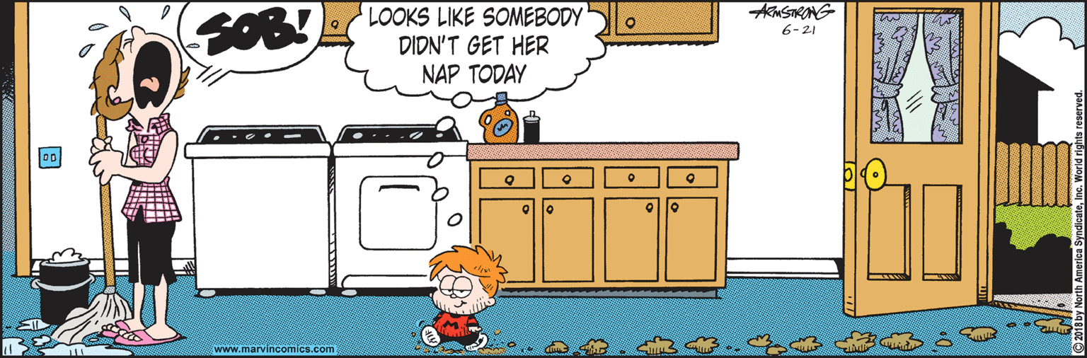 Clip art OCR: AMSTRONG LOOKS LIKE SOMEBODY DIDN'T GET HER NAP TODAY 6-21 Ewww.marvincomics.com AMSTRONG LOOKS LIKE SOMEBODY DIDN'T GET HER NAP TODAY 6-21 Ewww.marvincomics.com