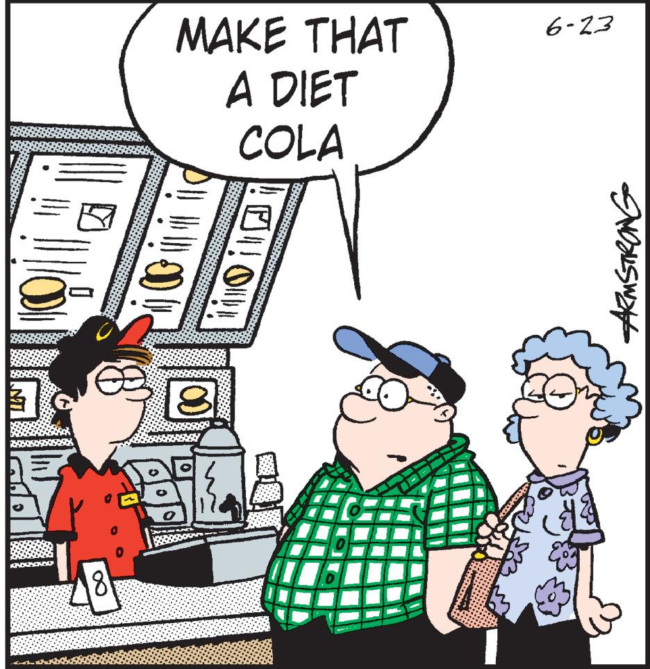 Conversation OCR: MAKE THAT A DIET COLA 6-23 ARmSTRONG MAKE THAT A DIET COLA 6-23 ARmSTRONG
