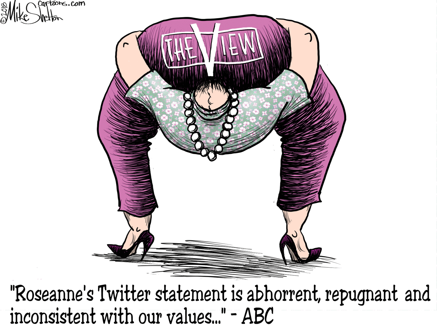 Creative arts OCR: Cartáons.com "Roseanne's Twitter statement is abhorrentrepugnant and inconsistent with our values.." - ABC Cartáons.com "Roseanne's Twitter statement is abhorrentrepugnant and inconsistent with our values.." - ABC