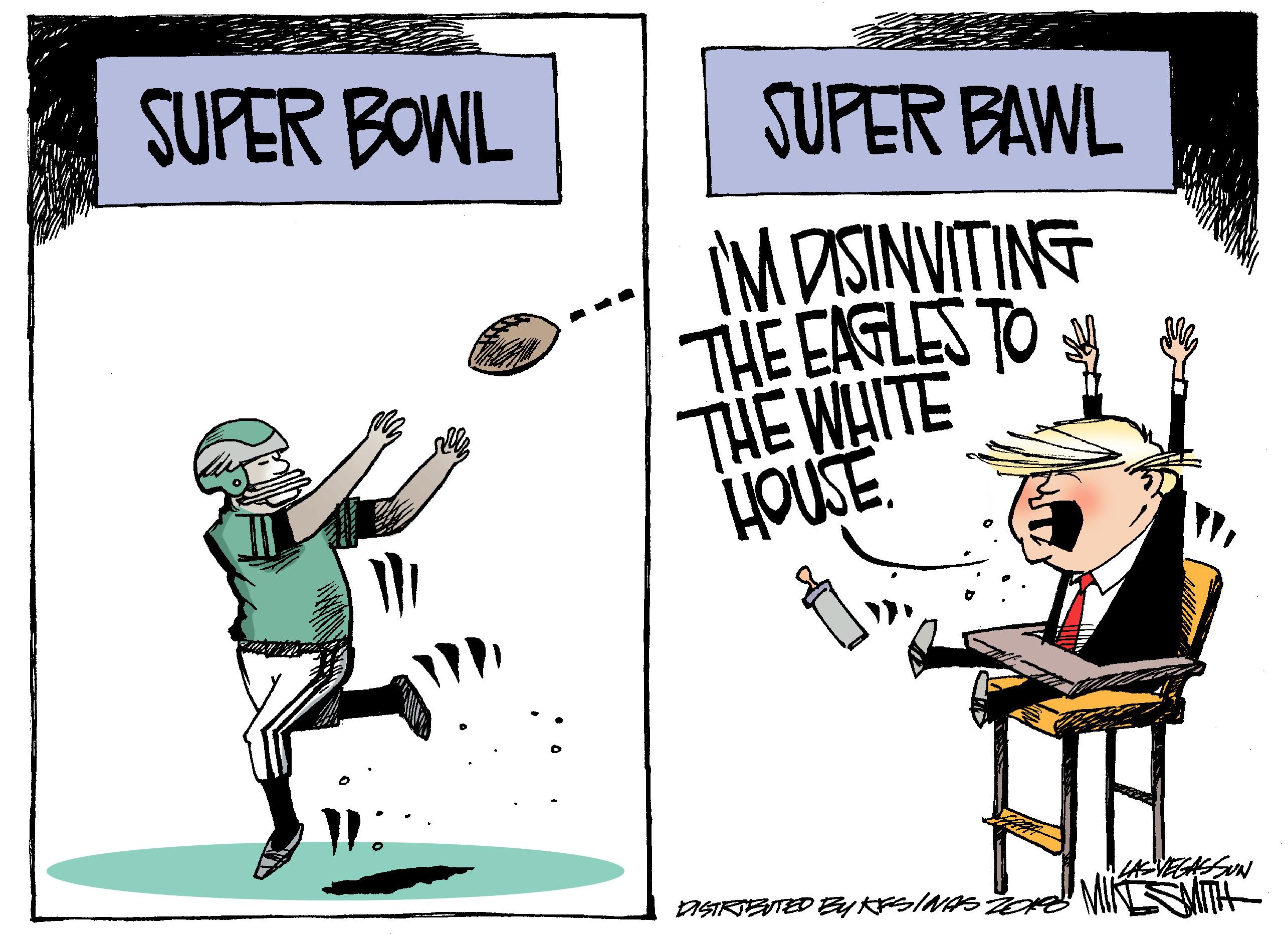 Rectangle OCR: SUFER BOWL SUPER BAWL M DSINVITING THE EAGLES TO THE WHITE HOUSE. LAVEGASUN MIKEUTH DISTRTEUTED BykfalNAS ZORS SUFER BOWL SUPER BAWL M DSINVITING THE EAGLES TO THE WHITE HOUSE. LAVEGASUN MIKEUTH DISTRTEUTED BykfalNAS ZORS