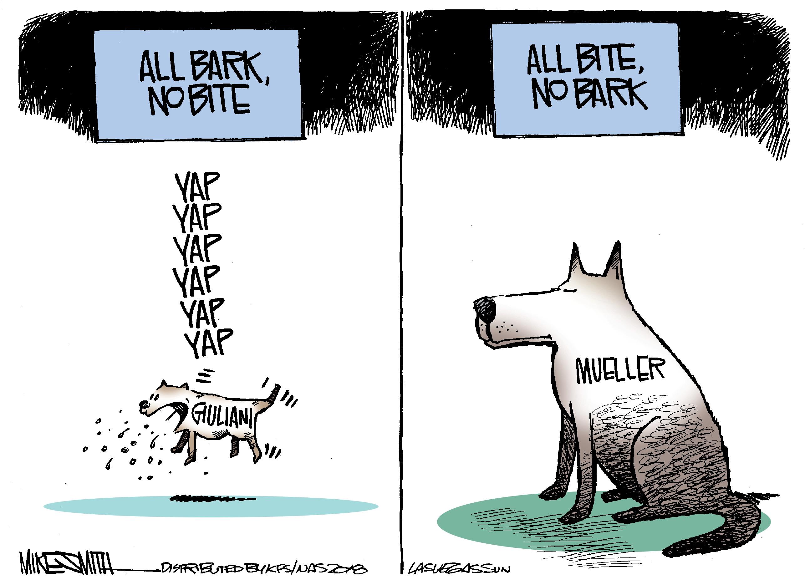 Illustration OCR: ALL BARKNOBITE ALL BITENO BARK YAP YAP YAP YAP YAP YAP MUELLER GULIANI MIKESMITIA- DISARIEUTEDBKPS/NASZB LASUEGASSVN ALL BARKNOBITE ALL BITENO BARK YAP YAP YAP YAP YAP YAP MUELLER GULIANI MIKESMITIA- DISARIEUTEDBKPS/NASZB LASUEGASSVN