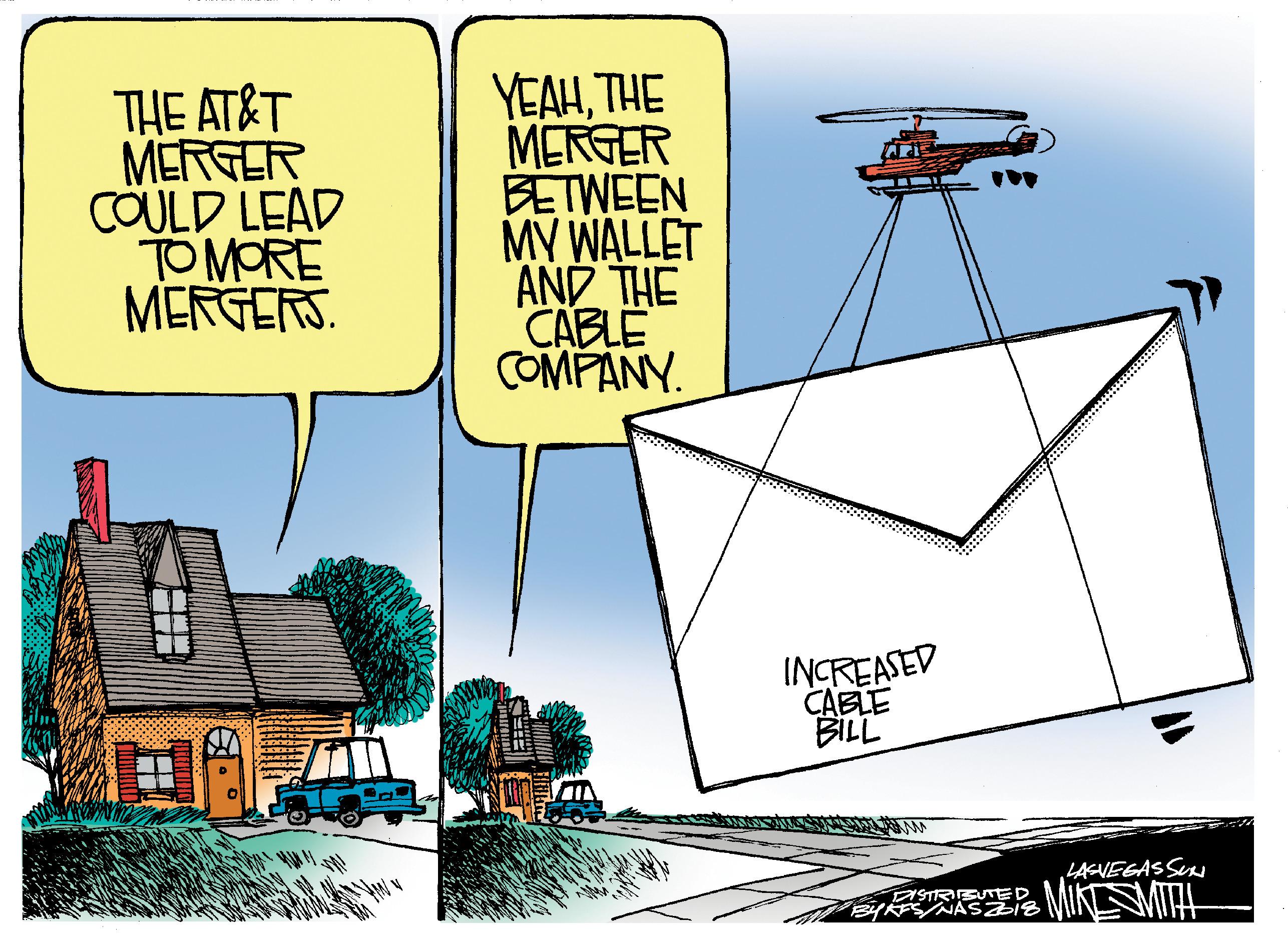 Comics OCR: THE AT&T MERGER COULD LEAD TOMORE MERGERS. YEAHTHE MERGER BETWEEN MY WALLET AND THE CABLE COMPANY. INCREASED CABLE ?? LASVEGAS SN MIKMITH aSTRSUTED THE AT&T MERGER COULD LEAD TOMORE MERGERS. YEAHTHE MERGER BETWEEN MY WALLET AND THE CABLE COMPANY. INCREASED CABLE ? ? LASVEGAS SN MIKMITH aSTRSUTED