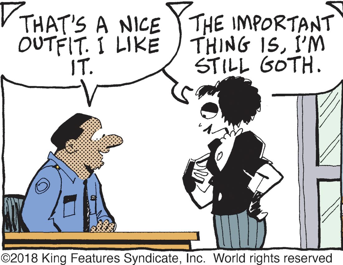 Handwriting OCR: THAT'S A NICE YTHE IMPORTANT OUTFIT. I LIKE IT. THING ISI'M STILL GOTH. ©2018 King Features SyndicateInc. World rights reserved THAT'S A NICE YTHE IMPORTANT OUTFIT. I LIKE IT. THING ISI'M STILL GOTH. ©2018 King Features SyndicateInc. World rights reserved