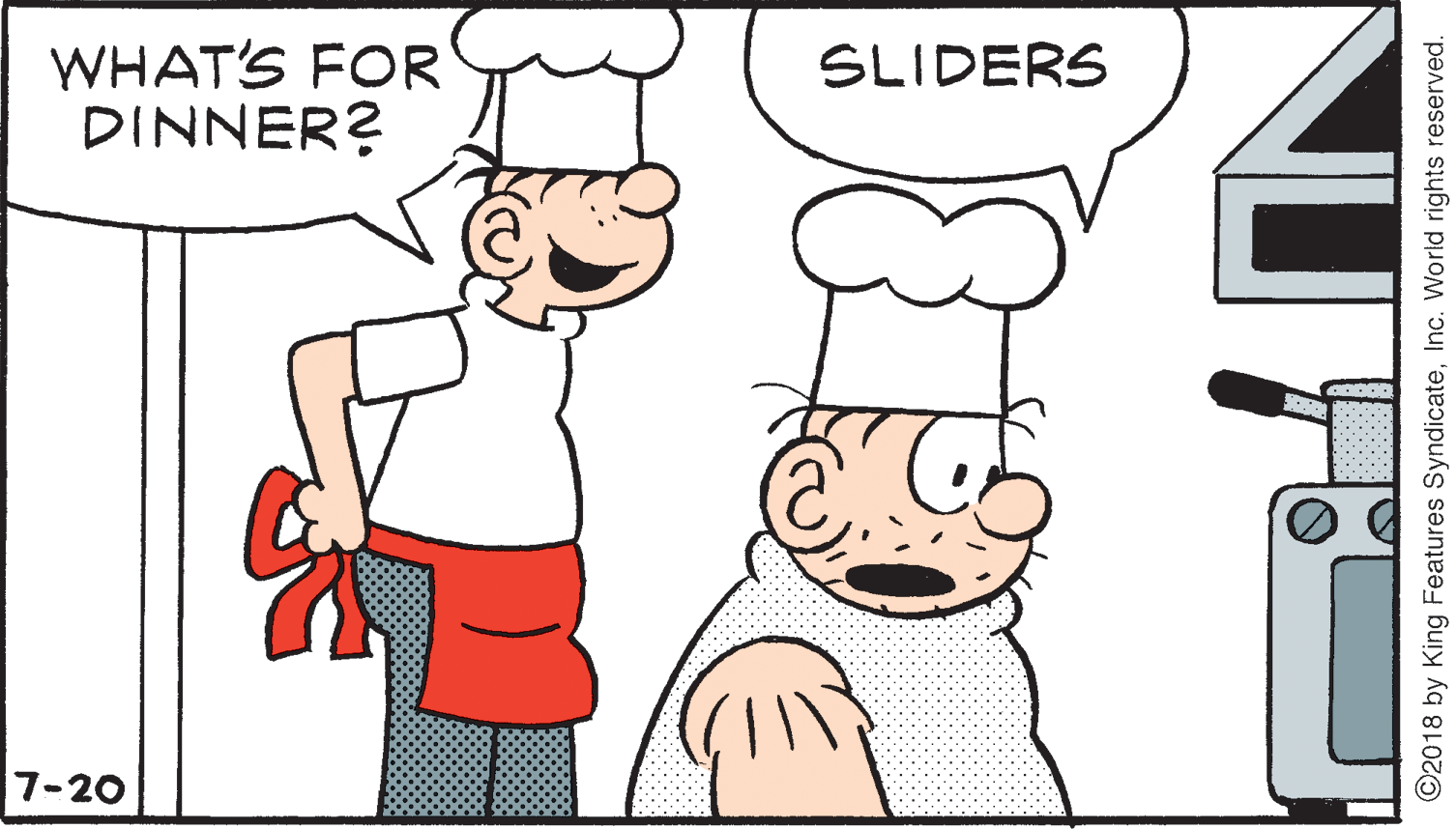 Thumb OCR: WHAT'S FOR DINNER? SLIDERS 7-20 ©2018 by King Features SyndicateInc. World rights reserved. WHAT'S FOR DINNER? SLIDERS 7-20 ©2018 by King Features SyndicateInc. World rights reserved.