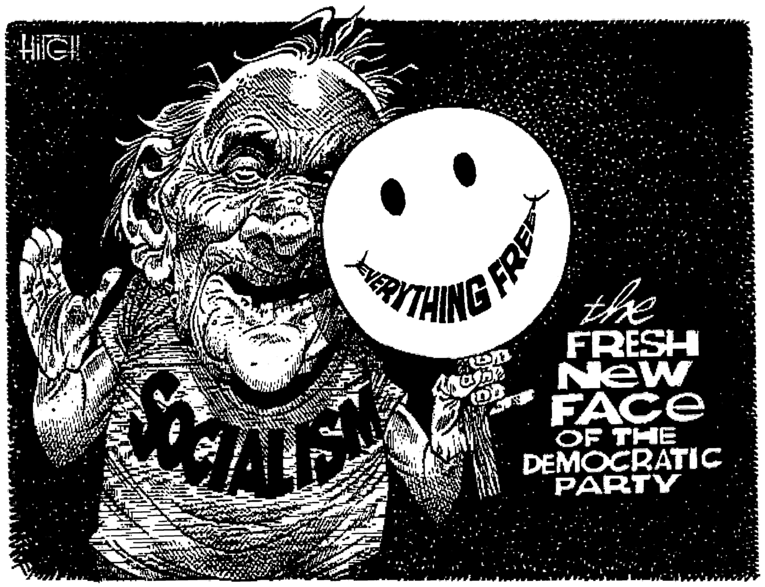 Monochrome OCR: ARITHING the FRESH NeW FACE OF THE DEMOCRATIC PARTY FRE ARITHING the FRESH NeW FACE OF THE DEMOCRATIC PARTY FRE