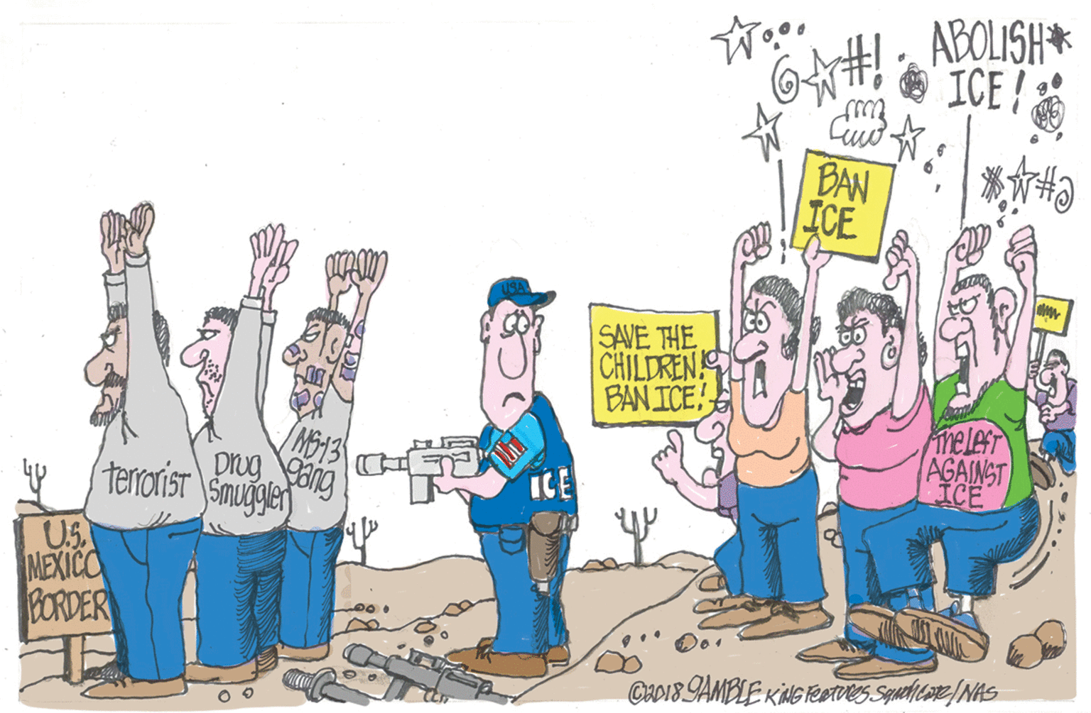 Drawing OCR: GA# APCLISH* ICE! 6. BAN ICE SAVE THE CHILDREN BAN ICE! y terrorist prog ang ICE AGAINST ICE US. MEXICO BORDER GA# APCLISH* ICE! 6. BAN ICE SAVE THE CHILDREN BAN ICE! y terrorist prog ang ICE AGAINST ICE US. MEXICO BORDER