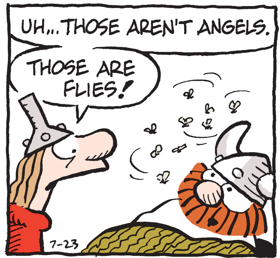 Artwork OCR: UH..THOSE AREN'T ANGELS. THOSE ARE FLIES! of 7-23 UH..THOSE AREN'T ANGELS. THOSE ARE FLIES! of 7-23