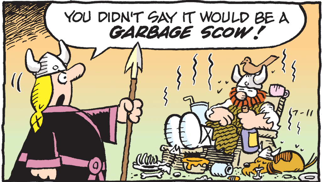 Drawing OCR: YOU DIDN'T SAY IT WOULD BE A GARBAGE SCOW! YOU DIDN'T SAY IT WOULD BE A GARBAGE SCOW!