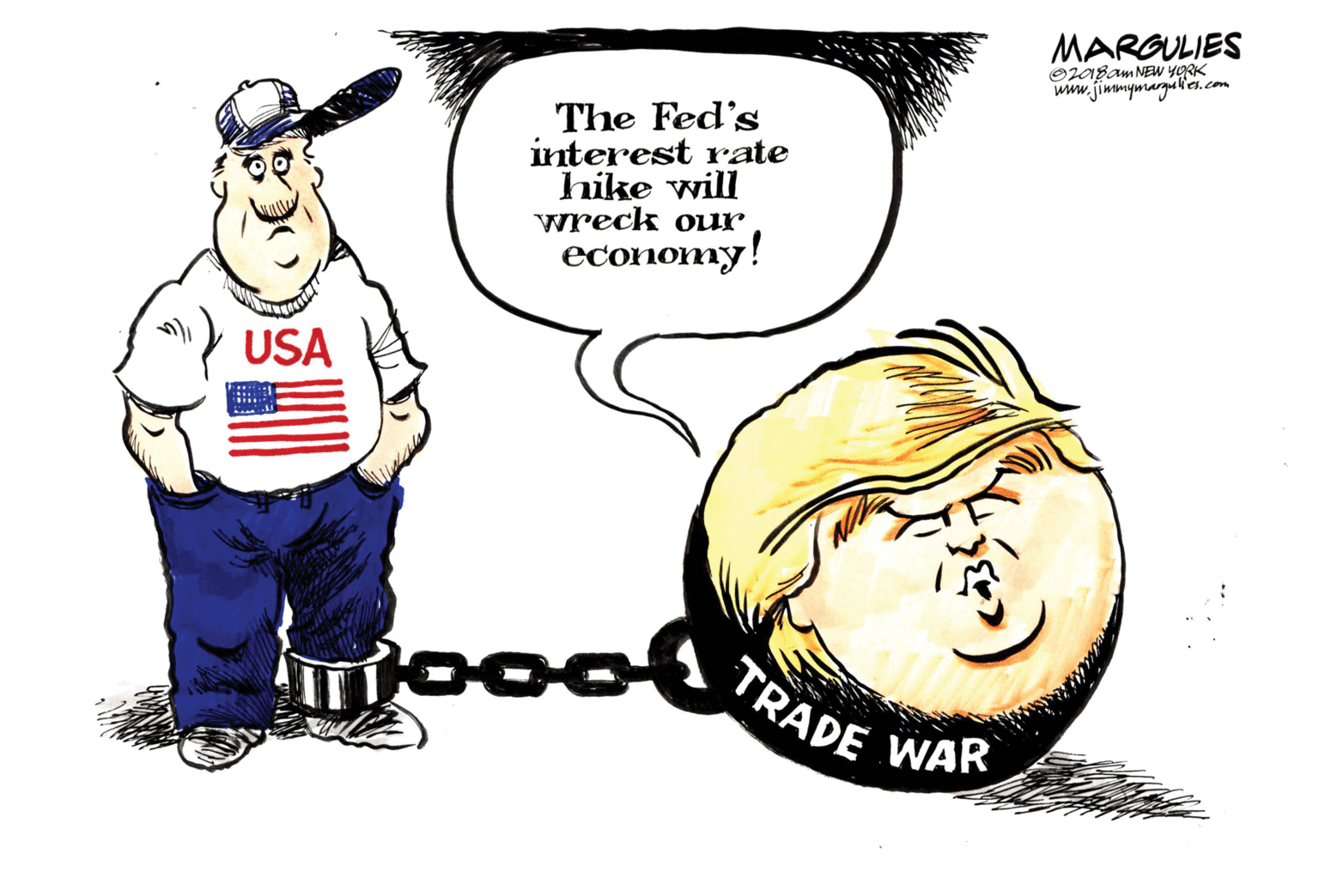 Fictional character OCR: MARGULIES O2Igam NEW YORK www.fimmyrargu ls.com The Fed's interest rate hike will wreck our Economy! USA TRAPE WAR MARGULIES O2Igam NEW YORK www.fimmyrargu ls.com The Fed's interest rate hike will wreck our Economy! USA TRAPE WAR