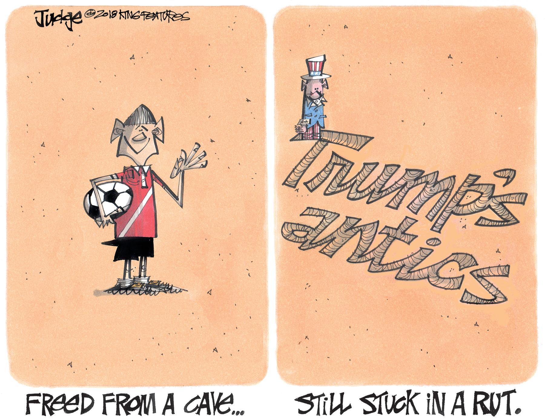 Animated cartoon OCR: nump's ntics STILL STUCK IN A RUT. FREED FROM A CAVE. nump's ntics STILL STUCK IN A RUT. FREED FROM A CAVE.