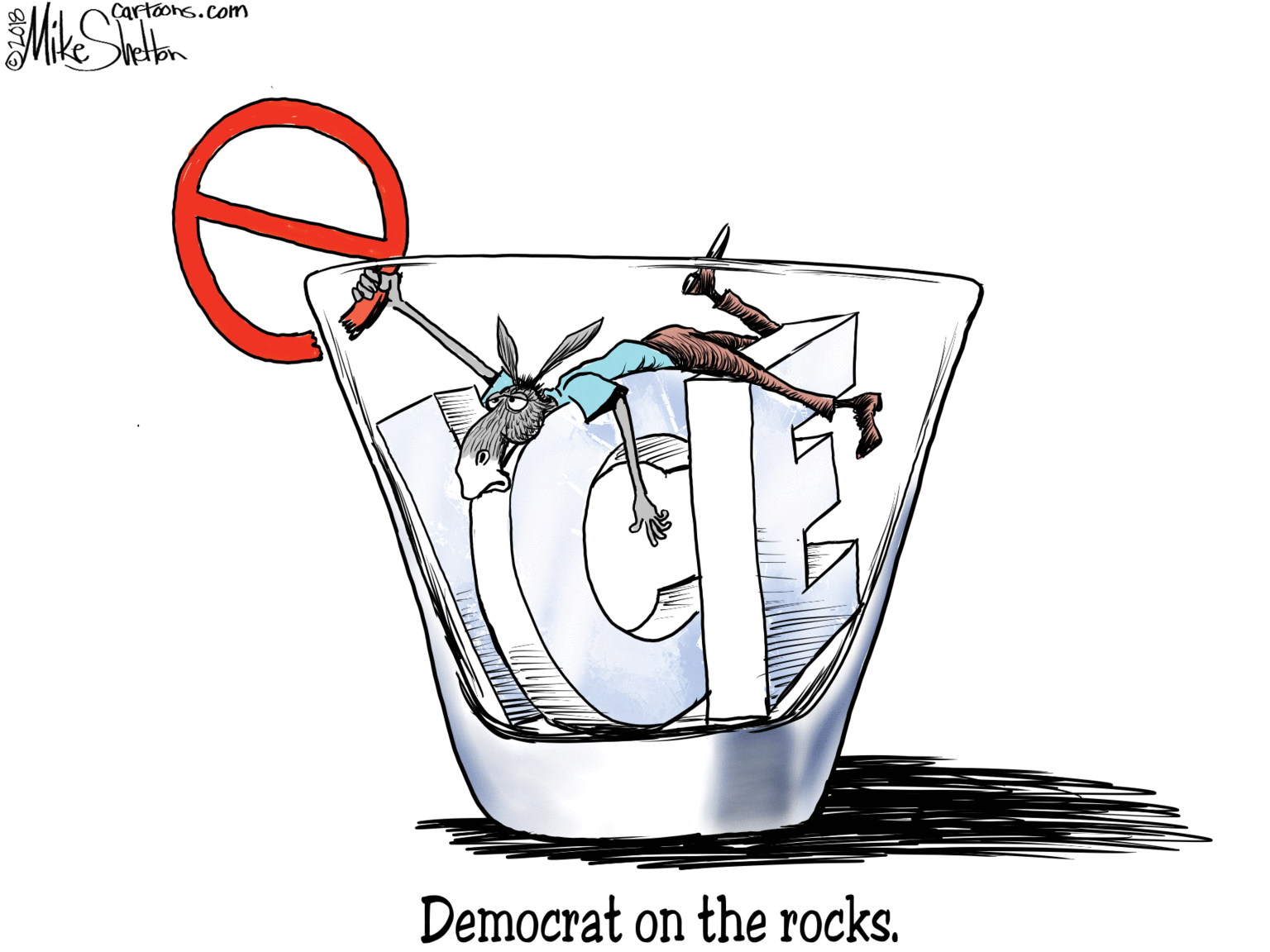 Mug OCR: Cartoons.com Democrat on the rocks. Cartoons.com Democrat on the rocks.