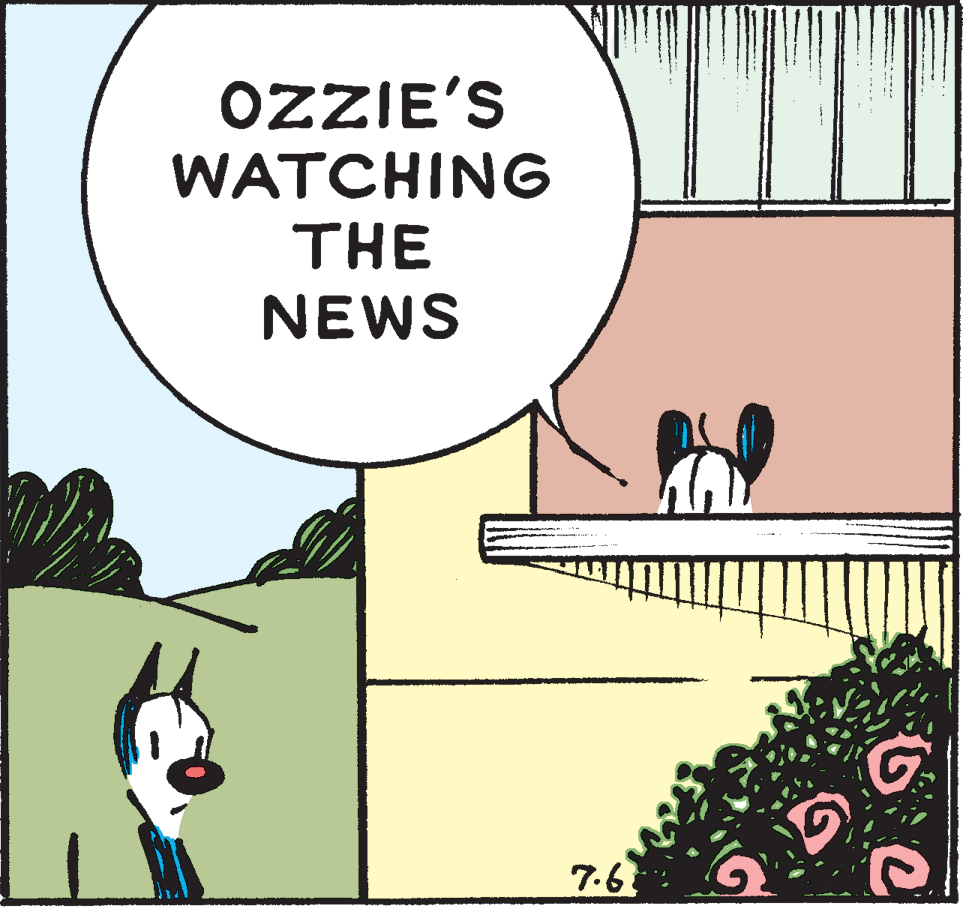 Line OCR: OZZIE'S WATCHING THE NEWS 7.6 OZZIE'S WATCHING THE NEWS 7.6