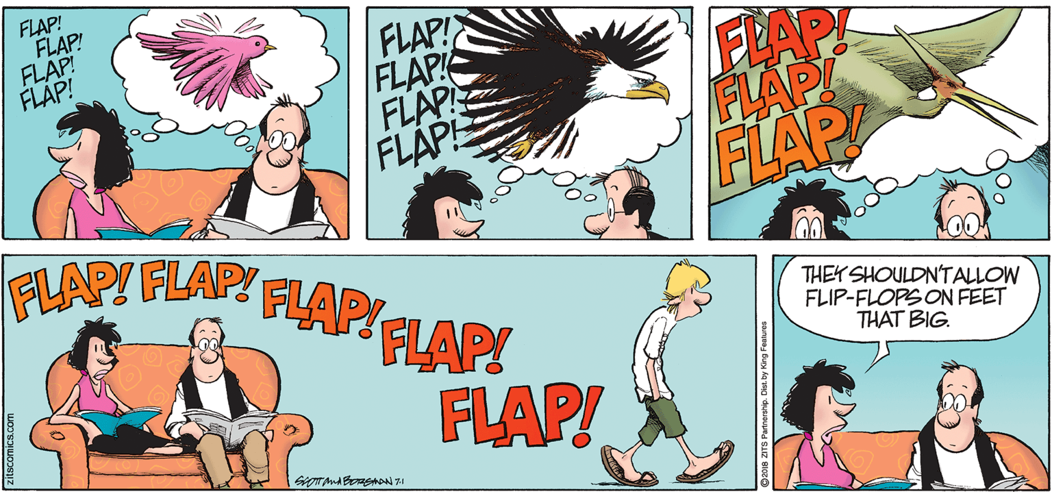 Bird OCR: FLAP! FLAP! FLAP! FLAP! FLAP! FLAPI FLAP FLAP ELAPA FLAP FLAR FLAP! FLAPY FLAP FLAPY FLAP! THEY SHOULDNTALLOW FLIP-FLOPS ON FEET THAT BIG. FLAP! FLAP! FLAP! FLAP! FLAP! FLAPI FLAP FLAP ELAPA FLAP FLAR FLAP! FLAPY FLAP FLAPY FLAP! THEY SHOULDNTALLOW FLIP-FLOPS ON FEET THAT BIG.