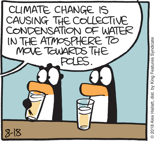 Pint glass OCR: CLUMATE CHANGE IS CAUSING THE COLLECTIVE CONDENSATION OF WATER IN THE ATMOSPHERE TO MOVE TOWARDS THE POLES. 8-18 © 2018 Alex Hallattdist. by King Features Syndicate CLUMATE CHANGE IS CAUSING THE COLLECTIVE CONDENSATION OF WATER IN THE ATMOSPHERE TO MOVE TOWARDS THE POLES. 8-18 © 2018 Alex Hallattdist. by King Features Syndicate