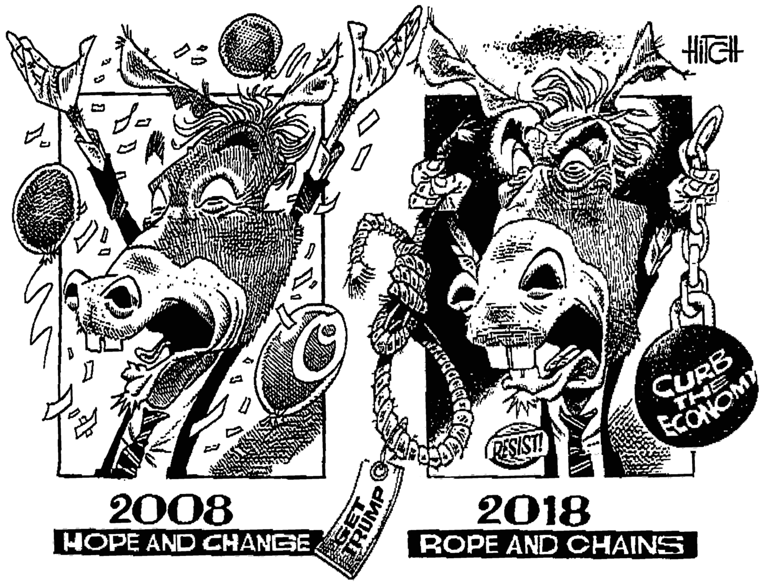 Printmaking OCR: CURB ECONOMY 2008 HOPE AND CHANGE 2018 ROPE AND CHAINS RUMP CURB ECONOMY 2008 HOPE AND CHANGE 2018 ROPE AND CHAINS RUMP
