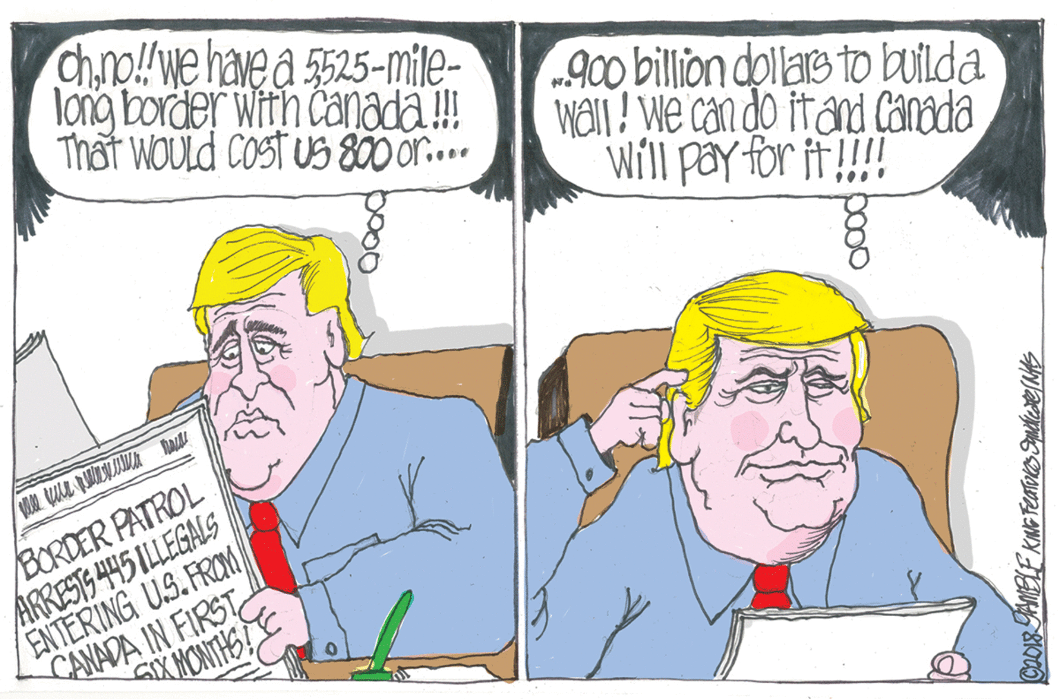 Jaw OCR: Chno!!we have a 5525-mile- long border With Canada! That woUld Cost US 800 or.. „900 billion dolars to builda Wan ! We can do itand Canada Will pây for it!!! ARRESTS 445 ILLEGALS ENTERING U.S.FROM CANADA IN FIRST GIXNONITHS! BORDER PATROL Chno!!we have a 5525-mile- long border With Canada! That woUld Cost US 800 or.. „900 billion dolars to builda Wan ! We can do itand Canada Will pây for it!!! ARRESTS 445 ILLEGALS ENTERING U.S.FROM CANADA IN FIRST GIXNONITHS! BORDER PATROL