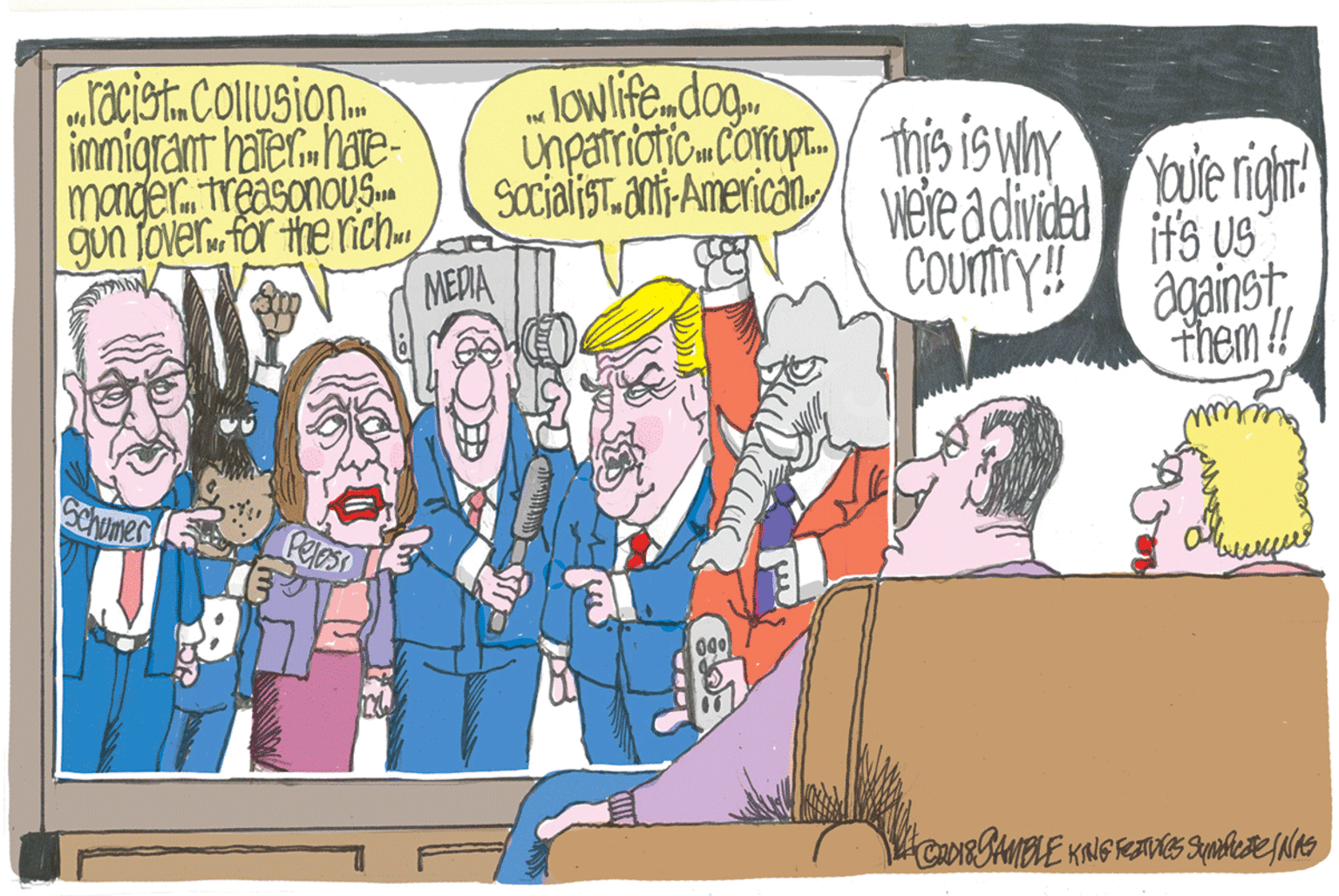 Font OCR: racist.Collusion. immigrant hater hate- mander. treasonouS. gün fover for the rich MEDA Jowlife.dog unpatrioticm Compt. This iswiy socilist.ani-American Were a divided Youle right it's US against Them!! COunmy! racist.Collusion. immigrant hater hate- mander. treasonouS. gün fover for the rich MEDA Jowlife.dog unpatrioticm Compt. This iswiy socilist.ani-American Were a divided Youle right it's US against Them!! COunmy!
