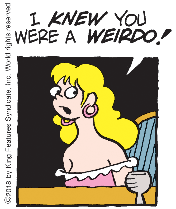 Organism OCR: I KNEW YOU WERE A WEIDO.! ©2018 by King Features SyndicateInc. World rights reserved. I KNEW YOU WERE A WEIDO.! ©2018 by King Features SyndicateInc. World rights reserved.