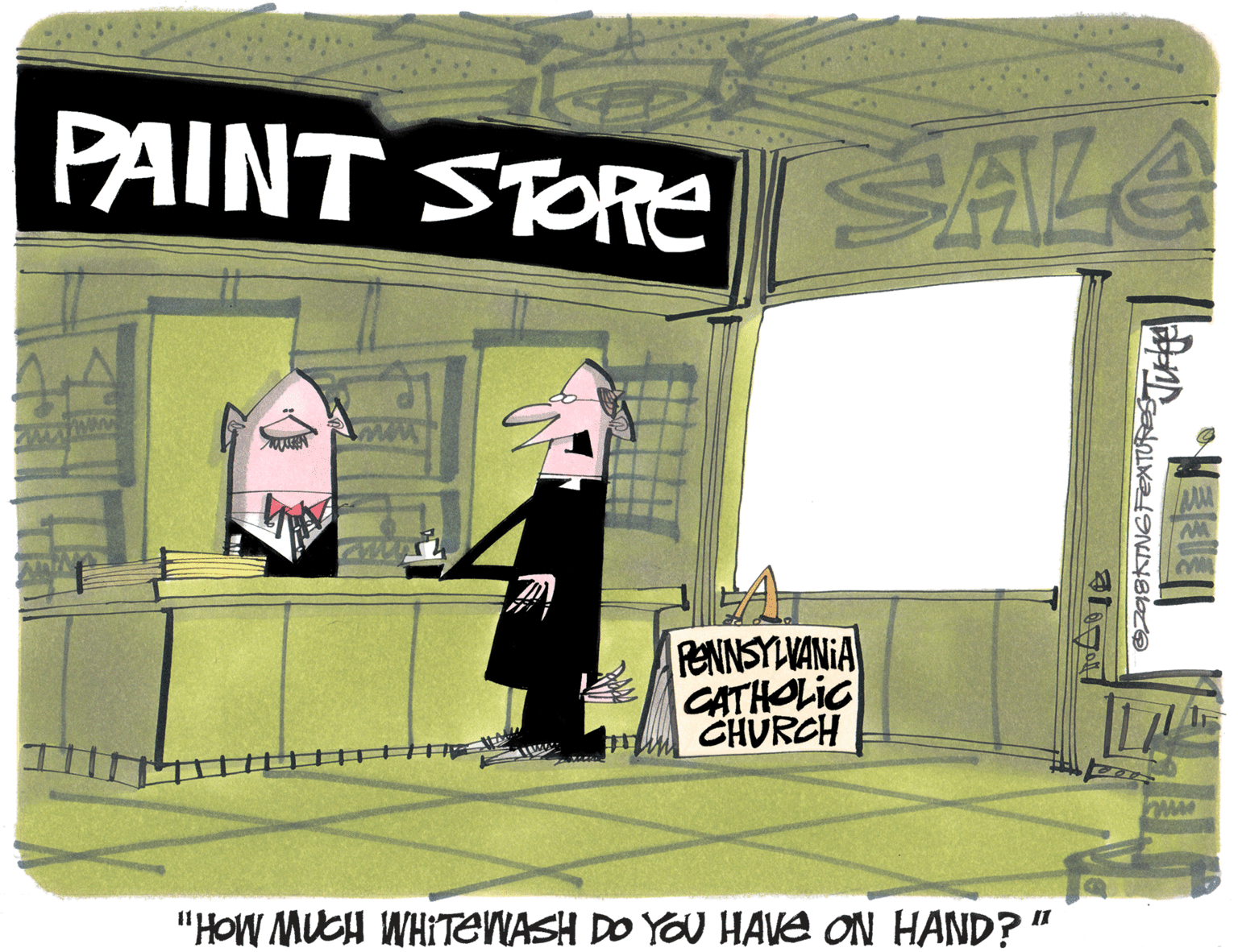 Graphics OCR: PAINT STORE SALE RENNSYLVANGA CATHOLIC CHURCH "HOW MUCH WHITEWASH DO YOU HAVE ON HAND?" Z98KINGFEXTUREST PAINT STORE SALE RENNSYLVANGA CATHOLIC CHURCH "HOW MUCH WHITEWASH DO YOU HAVE ON HAND?" Z98KINGFEXTUREST