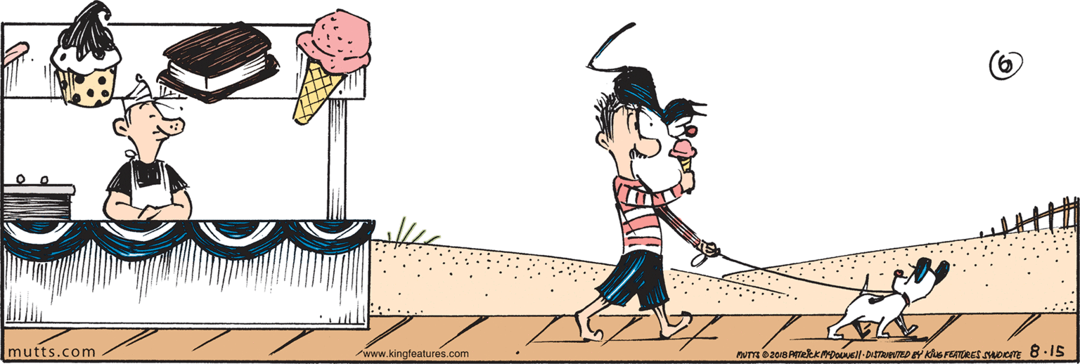 Fictional character OCR: mutts.com www.kingfeatures.com mutts.com www.kingfeatures.com