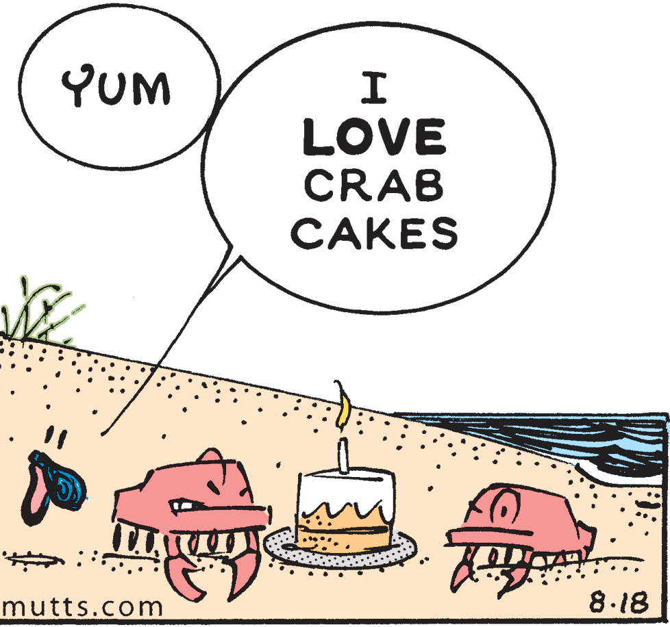 Dessert OCR: YUM LOVE CRAB CAKES mutts.com 8.18 YUM LOVE CRAB CAKES mutts.com 8.18