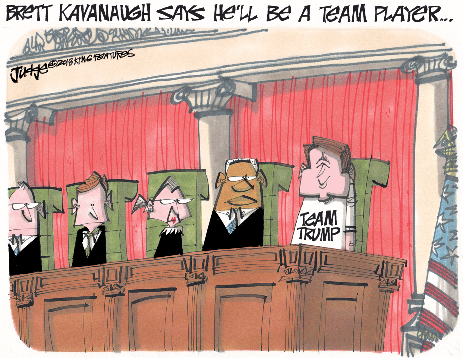 Painting OCR: BRETT KAVANAUGH SAYS HELL BE A TEAM PLAYER. 298NGENTURES TEAM TRUMP BRETT KAVANAUGH SAYS HELL BE A TEAM PLAYER. 298NGENTURES TEAM TRUMP