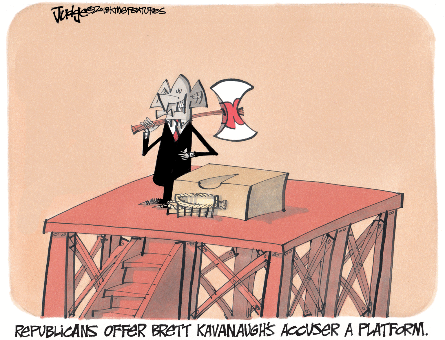 Graphics OCR: REPUBLICANS OFFER BRETT KAVANAVGHS ACCUSER A PLATFORM. REPUBLICANS OFFER BRETT KAVANAVGHS ACCUSER A PLATFORM.