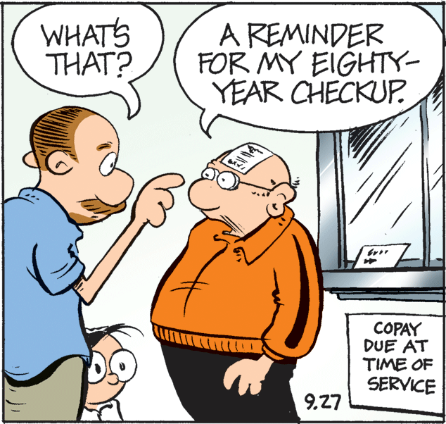Interaction OCR: WHATS THAT? A REMINDER FOR MY EIGHTY- YEAR CHECKUP. COPAY DUE AT TIME OF SERVICE 9.27 WHATS THAT? A REMINDER FOR MY EIGHTY- YEAR CHECKUP. COPAY DUE AT TIME OF SERVICE 9.27