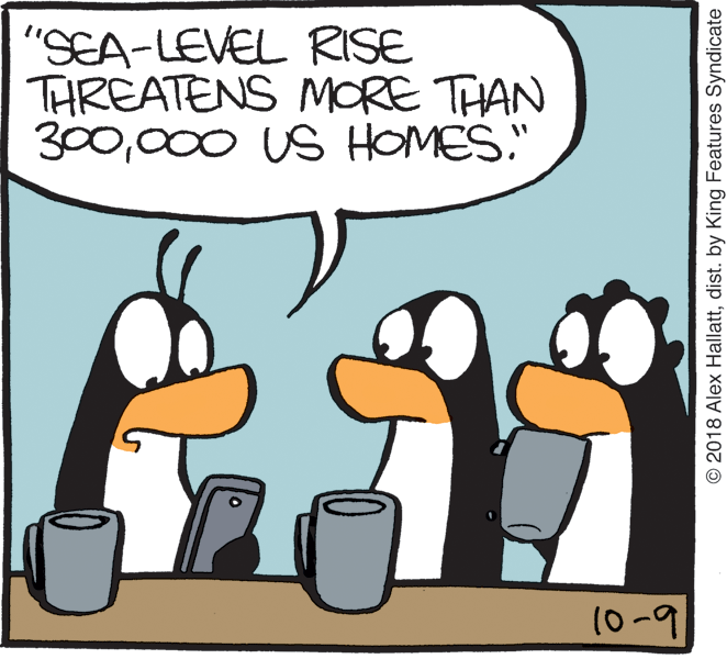 Clip art OCR: "SEA-LEVEL RISE THREATENS MORE THAN 300000 US HOMES." (0-9 © 2018 Alex Hallattdist. by King Features Syndicate "SEA-LEVEL RISE THREATENS MORE THAN 300000 US HOMES." (0-9 © 2018 Alex Hallattdist. by King Features Syndicate