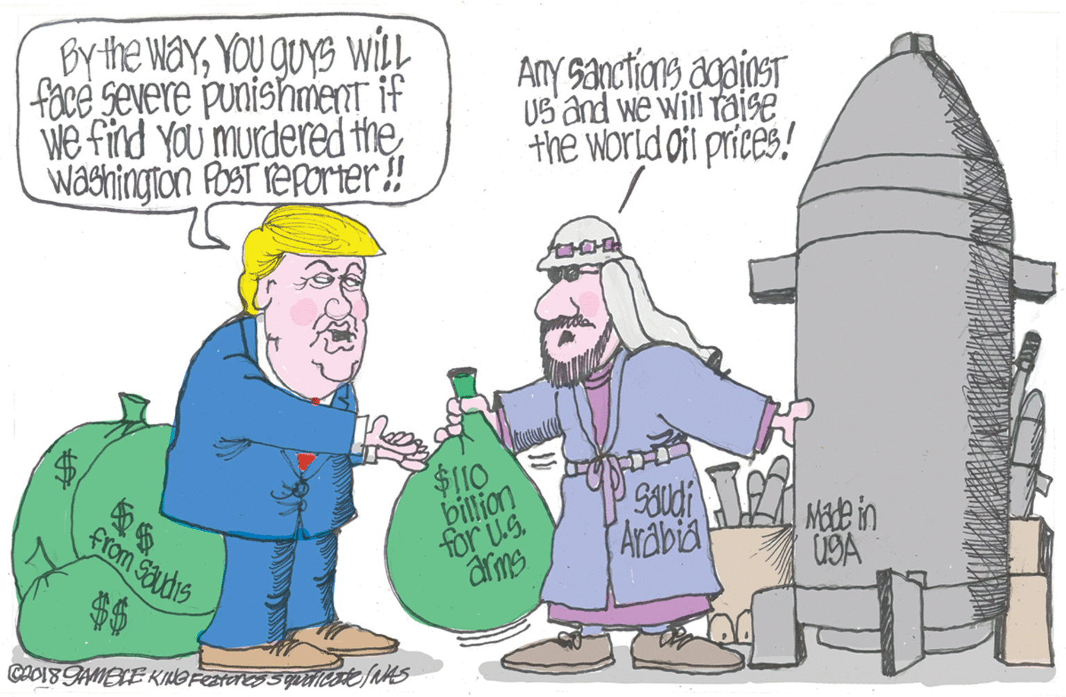 Drawing OCR: By the WayYOu guys wiLL face severe punishmenT if we find You 'murdered the washingron POST rEPorier !! Any Sanctians agaiast US and we will raise the world oil prices! $110 billion for U.S. dms From Saudis Made in Arabia %24 %24 By the WayYOu guys wiLL face severe punishmenT if we find You 'murdered the washingron POST rEPorier !! Any Sanctians agaiast US and we will raise the world oil prices! $110 billion for U.S. dms From Saudis Made in Arabia %24 %24