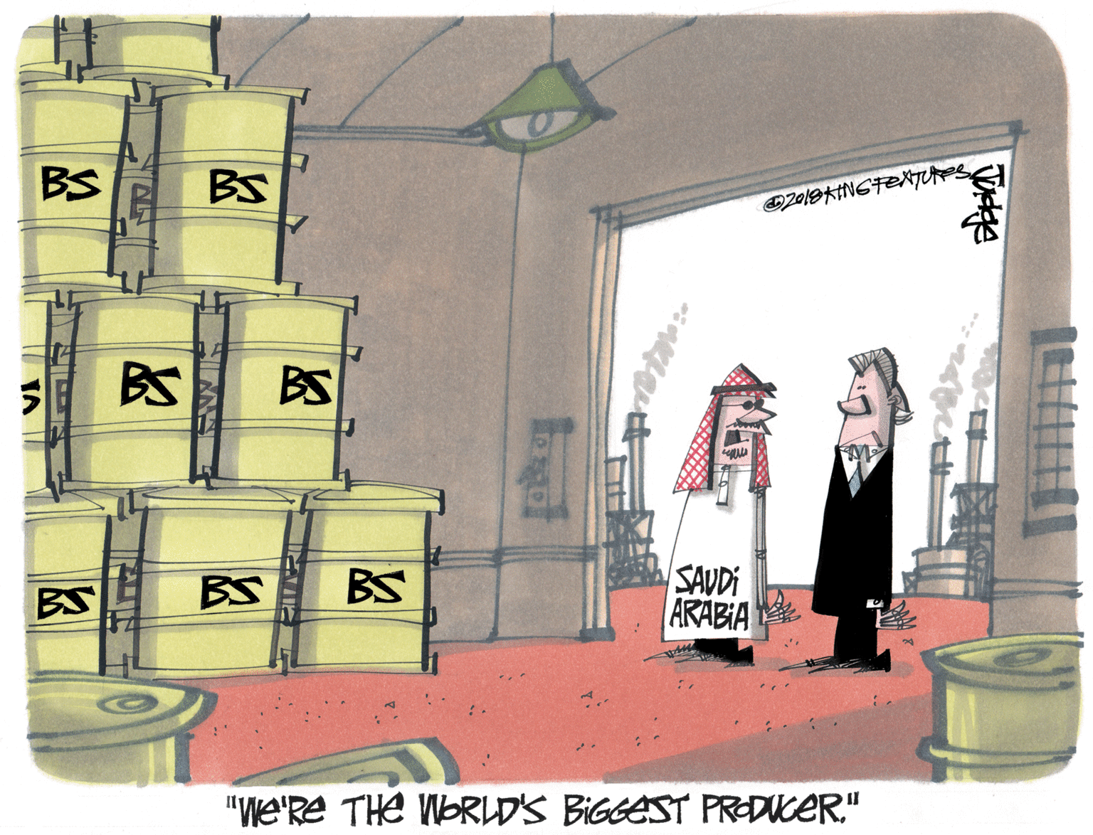 Room OCR: BS BS BS SAUDI ARABIA BS BS BS "We'Re THE WORLD'S BIGGEST PREDUCER" BS BS BS SAUDI ARABIA BS BS BS "We'Re THE WORLD'S BIGGEST PREDUCER