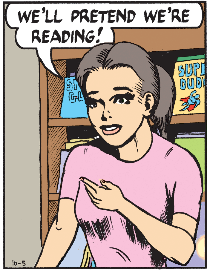 Line OCR: WE'LL PRETEND WE'RE READING! SN DUD 10-5 WE'LL PRETEND WE'RE READING! SN DUD 10-5
