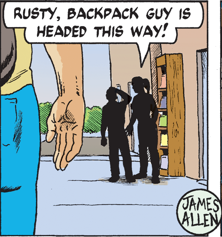 Parallel OCR: RUSTYBACKPACK GUY IS HEADED THIS WAY! JAMES ALLEN RUSTYBACKPACK GUY IS HEADED THIS WAY! JAMES ALLEN
