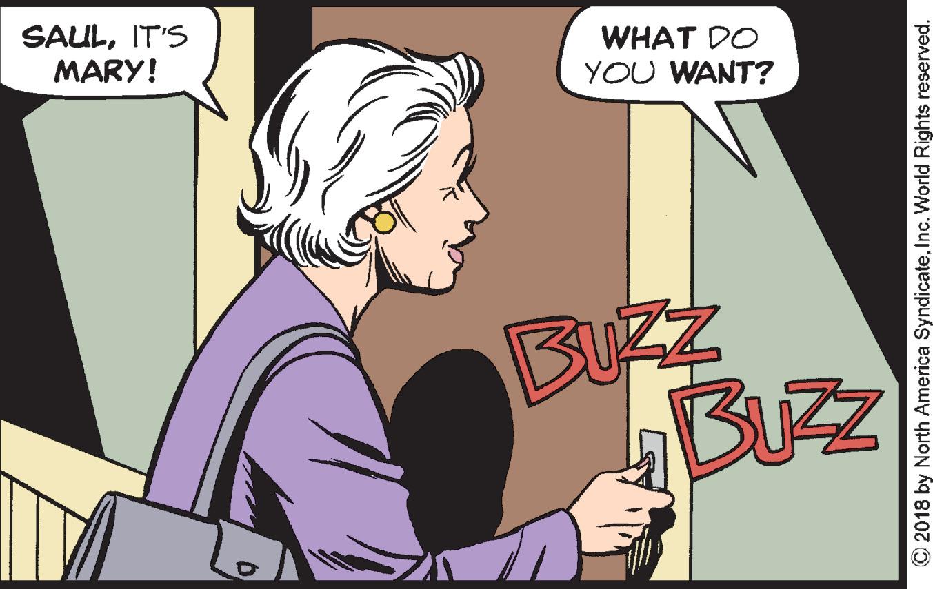 Conversation OCR: SAULIT'S MARY! WHAT DO YOU WANT? BUZZ BUZ © 2018 by North America SyndicateInc. World Rights reserved. SAULIT'S MARY! WHAT DO YOU WANT? BUZZ BUZ © 2018 by North America SyndicateInc. World Rights reserved.