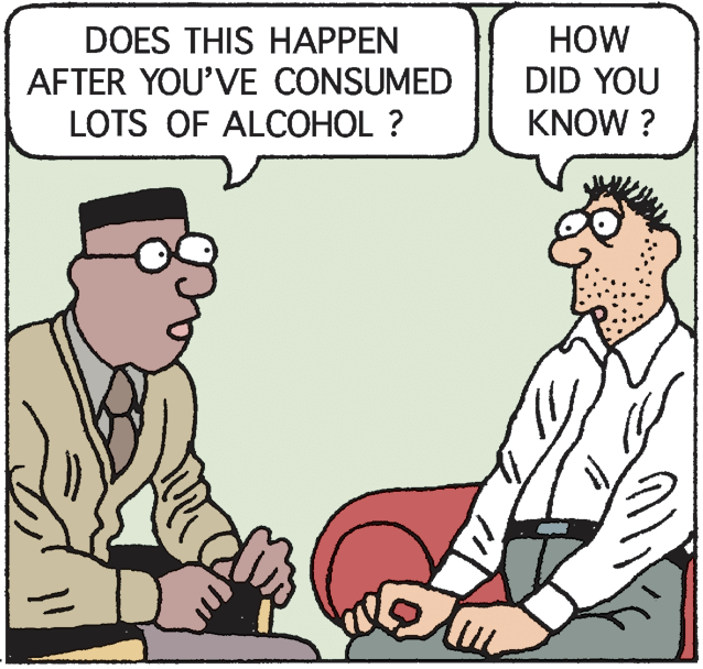 Animated cartoon OCR: DOES THIS HAPPEN AFTER YOU'VE CONSUMED LOTS OF ALCOHOL ? HOW DID YOU KNOW ? DOES THIS HAPPEN AFTER YOU'VE CONSUMED LOTS OF ALCOHOL ? HOW DID YOU KNOW ?