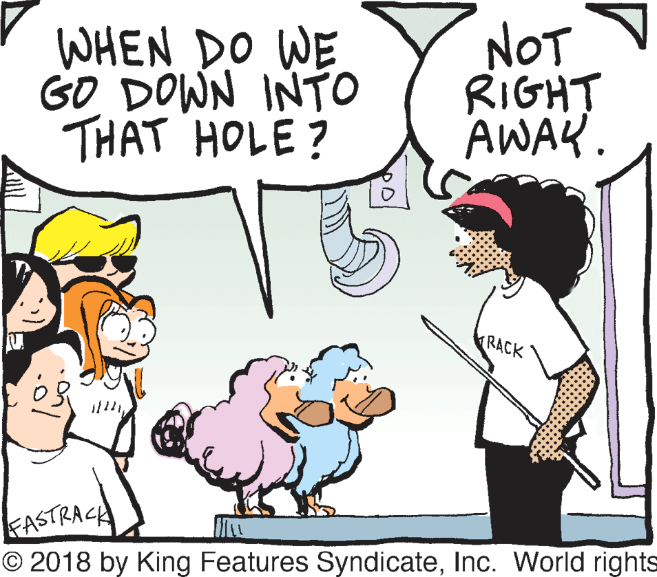 Mammal OCR: WHEN DO WE GO DOWN INTO THAT HOLE ? NOT RIGHT AWAY. RACK KASTRACA O 2018 by King Features SyndicateInc. World rights WHEN DO WE GO DOWN INTO THAT HOLE ? NOT RIGHT AWAY. RACK KASTRACA O 2018 by King Features SyndicateInc. World rights