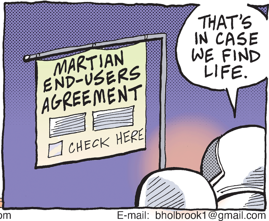 Fiction OCR: MARTIAN END-USERS AGREEMENT THAT'S IN CASE WE FIND LIFE. O CHECK HERE om E-mail: bholbrook1@gmail.com MARTIAN END-USERS AGREEMENT THAT'S IN CASE WE FIND LIFE. O CHECK HERE om E-mail: bholbrook1@gmail.com