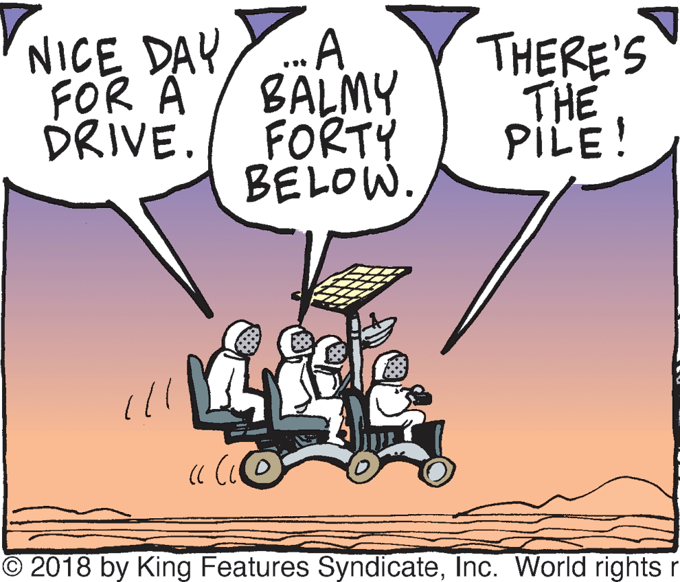 Tire OCR: NICE DAY FOR A DRIVE. .A BALMY FORTY BELOW. THERE'S THE PILE! © 2018 by King Features SyndicateInc. World rights r NICE DAY FOR A DRIVE. .A BALMY FORTY BELOW. THERE'S THE PILE! © 2018 by King Features SyndicateInc. World rights r