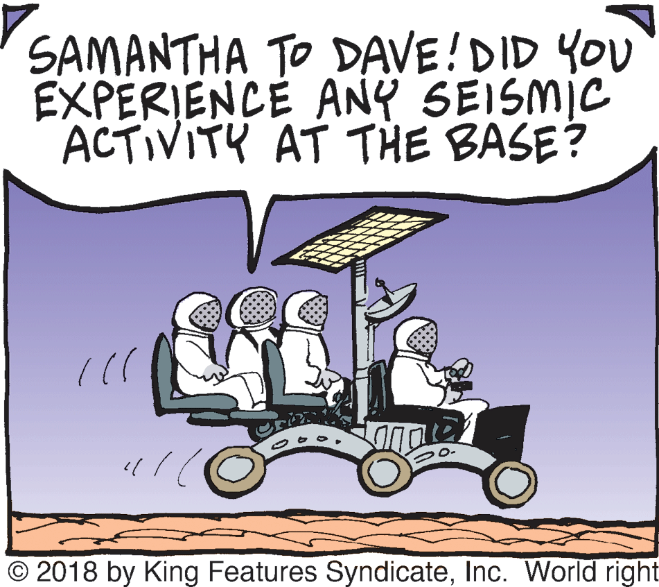 Sharing OCR: SAMANTHA TO DAVE!DID YOU EXPERIENCE ANÝ SEISMIC ACTIVITY AT THE BASE? © 2018 by King Features SyndicateInc. World right SAMANTHA TO DAVE!DID YOU EXPERIENCE ANÝ SEISMIC ACTIVITY AT THE BASE? © 2018 by King Features SyndicateInc. World right