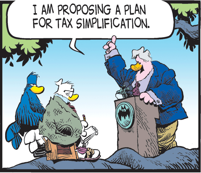 Comic book OCR: I AM PROPOSING A PLAN FOR TAX SIMPLIFICATION. I AM PROPOSING A PLAN FOR TAX SIMPLIFICATION.