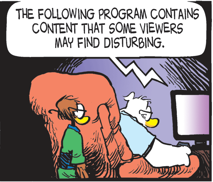 Computer accessory OCR: THE FOLLOWING PROGRAM CONTAINS CONTENT THAT SOME VIEWERS MAY FIND DISTURBING. THE FOLLOWING PROGRAM CONTAINS CONTENT THAT SOME VIEWERS MAY FIND DISTURBING.