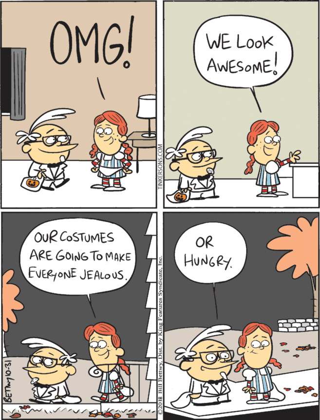 Parallel OCR: OMG! OUR COSTUMES ARE GOING TOMAKE EVERYONE JEALOUS. OR WE Look AWESOME! HUNGRY. . .- - OMG! OUR COSTUMES ARE GOING TOMAKE EVERYONE JEALOUS. OR WE Look AWESOME! HUNGRY. . .- -