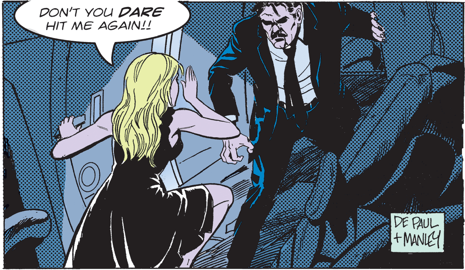 Design OCR: DON'T YOU DARE HIT ME AGAIN!! DE PAUL +MANIEY DON'T YOU DARE HIT ME AGAIN!! DE PAUL +MANIEY