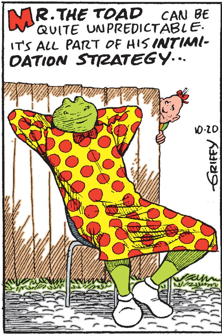 Drawing OCR: R.THE TOAD QUITE UNPREDICTABLE. IT'S ALL PART OF HIS INTIMI- DATION STIZATEGY.. CAN BE 10-20 R.THE TOAD QUITE UNPREDICTABLE. IT'S ALL PART OF HIS INTIMI- DATION STIZATEGY.. CAN BE 10-20