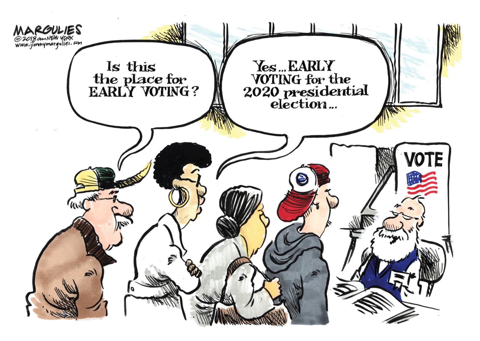 Font OCR: MARGULIES O2018 amNEW YOAK www.jinmymargulieium Is this the place for EARLY VOTING? Yes. EARLY VOTING for the 2020 presidential election.. VOTE MARGULIES O2018 amNEW YOAK www.jinmymargulieium Is this the place for EARLY VOTING? Yes. EARLY VOTING for the 2020 presidential election.. VOTE