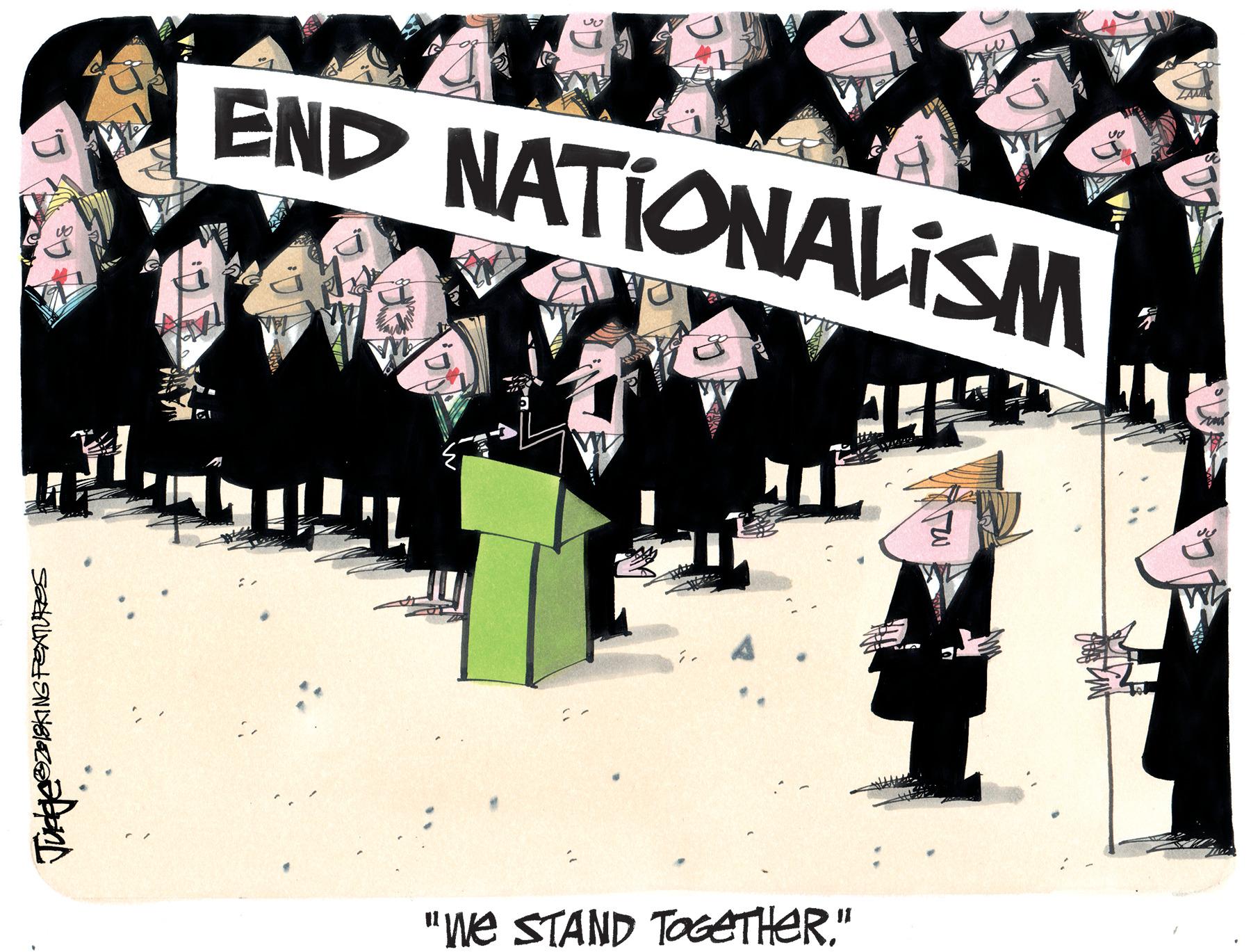 Graphic design OCR: END NATIONALISM "We STAND TOGETHER." S ? END NATIONALISM "We STAND TOGETHER." S ?