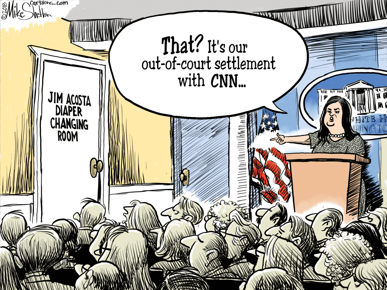 Comics OCR: Cartoons.com That? It's our out-of-court settlement with CNN. JIM ACOSTA DIAPER CHANGING ROOM ?HITE H ANG TC Cartoons.com That? It's our out-of-court settlement with CNN. JIM ACOSTA DIAPER CHANGING ROOM ? HITE H ANG TC