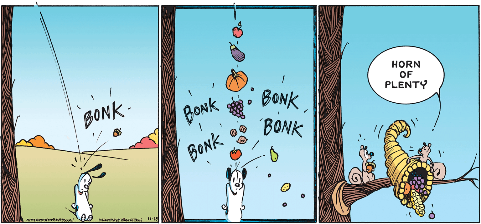 Illustration OCR: HORN OF PLENTY BONKBONK BONK - BONK BONK HORN OF PLENTY BONKBONK BONK - BONK BONK