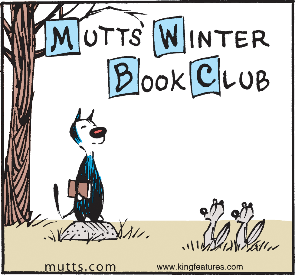 Handwriting OCR: I MUTTS WINTER Blook CLUB mutts.com www.kingfeatures.com I MUTTS WINTER Blook CLUB mutts.com www.kingfeatures.com